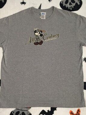 90s Disney Parks Vintage All Century Mickey Mouse Baseball Gray Tshirt
